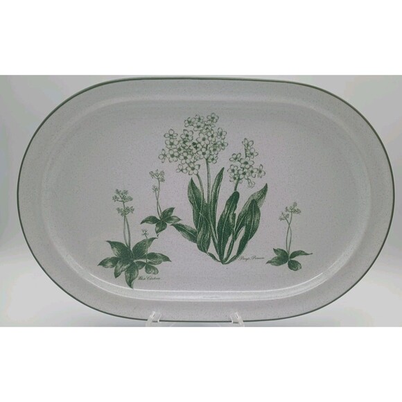 Vtg Noritake Botanical Mountain Flowers Oval Serving Platter Speckled 8343 - Picture 1 of 8